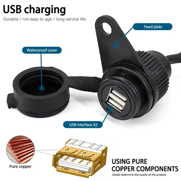 NEW Motorcycle Accessories Double USB Charger Plug Socket Adapter For YAMAHA MT-09 MT09 2021 2022 - Image 6