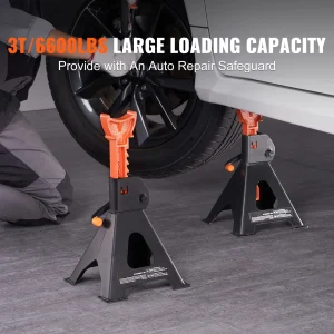 3 Ton Heavy Duty Double Locking Car Jack Stands, 10.8-16.3" Adjustable Height, For SUV, Truck, Car & UTV/ATV, Red, 1 Pair