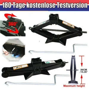 Car Jack Trolley with Hand Crank,2Tonne for Cars, SUVs, MPV Small Trucks, Lifting Height 105-385 mm, Black